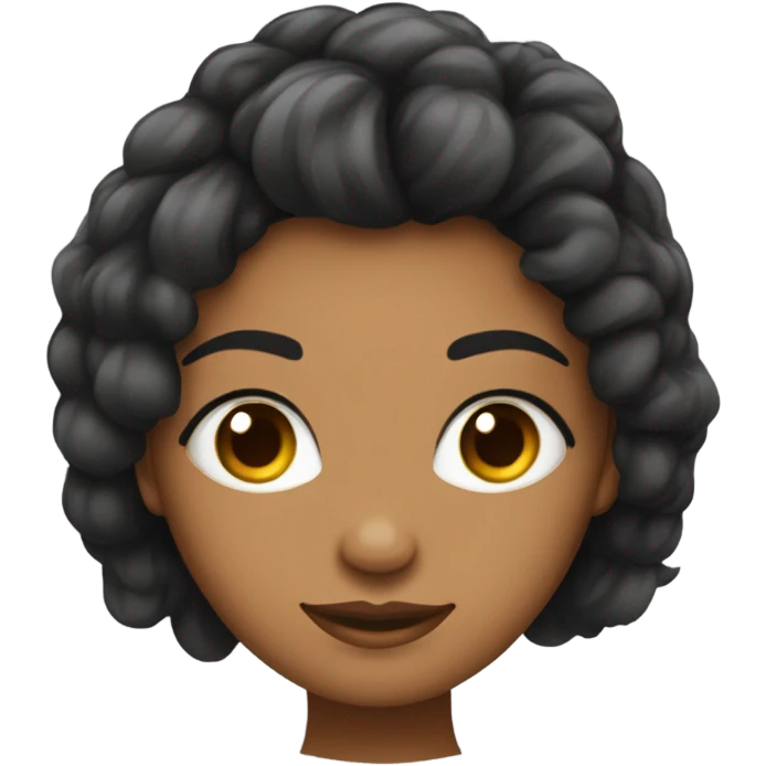 mulher de cabelo preto longo liso, olhos castanhos, roupa social emoji