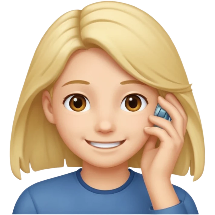 Tuck hair behind ear smile emoji emoji