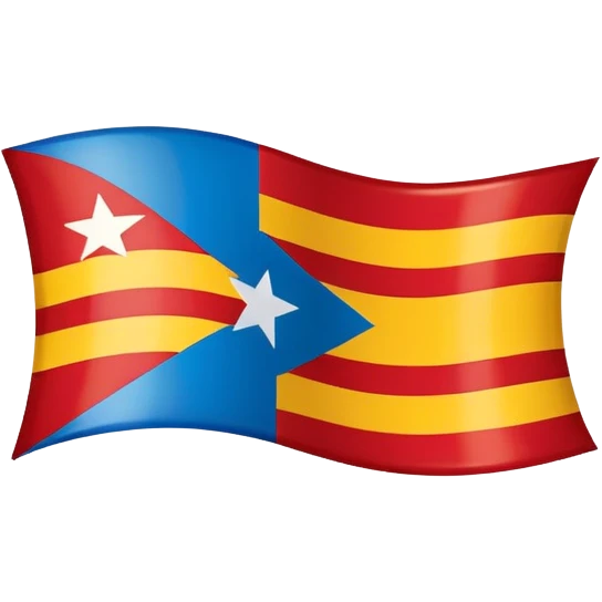 simplified Catalonian estelada flag with bold colors, clear shapes, blue triangle, white star, red and yellow stripes emoji emoji