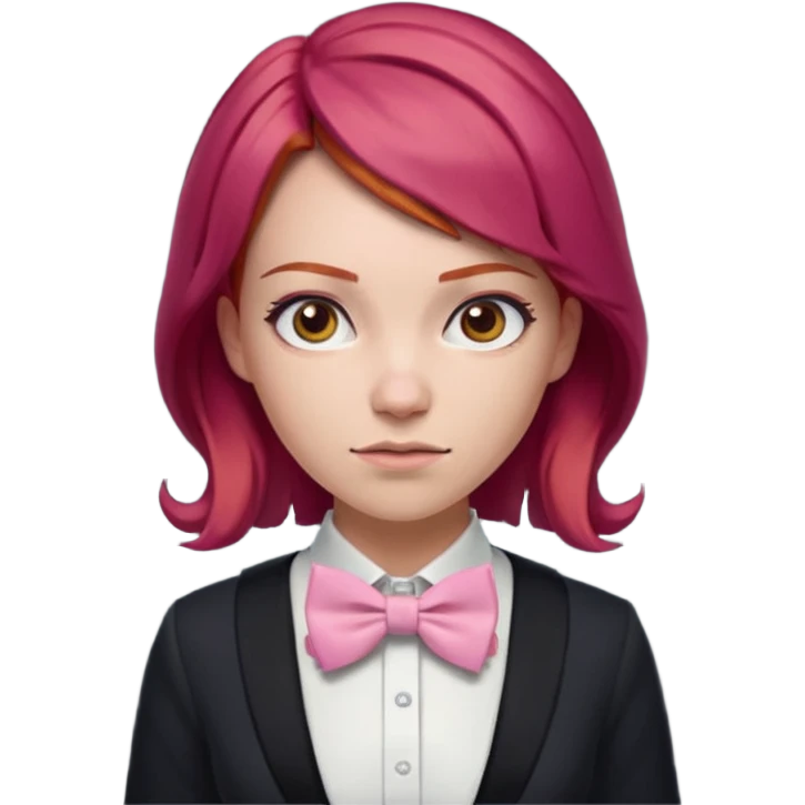 In A Clash Of Clans Aesthetic readhead hair woman with pink bowtie emoji
