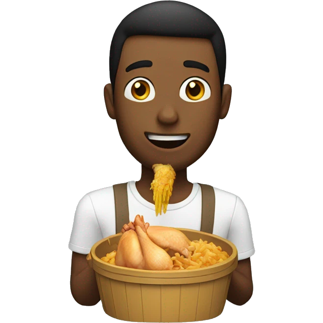 Guy eating a huge bucket of chicken emoji