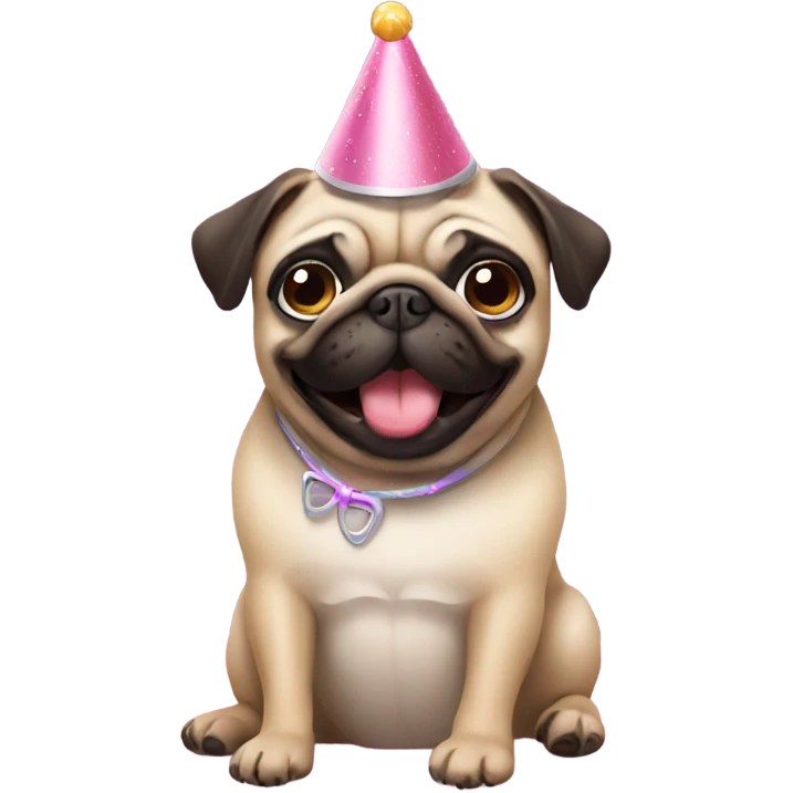 Pug wearing a birthday hat getting a pedicure emoji