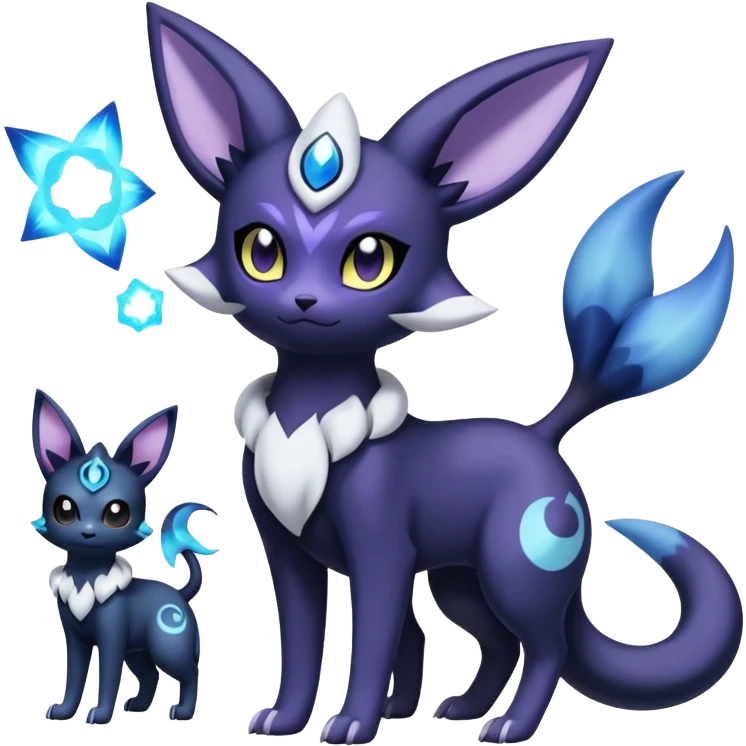 Nebulae Noibat-Espeon-Meowstic-Umbreon-Fakémon-hybrid-creature (full body)  emoji