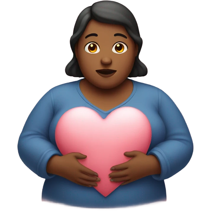 fat woman holding heart in her hands emoji