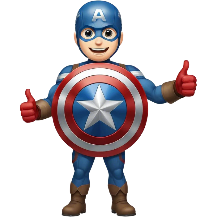 Captain America's shield with a big smile, giving a big thumbs-up emoji