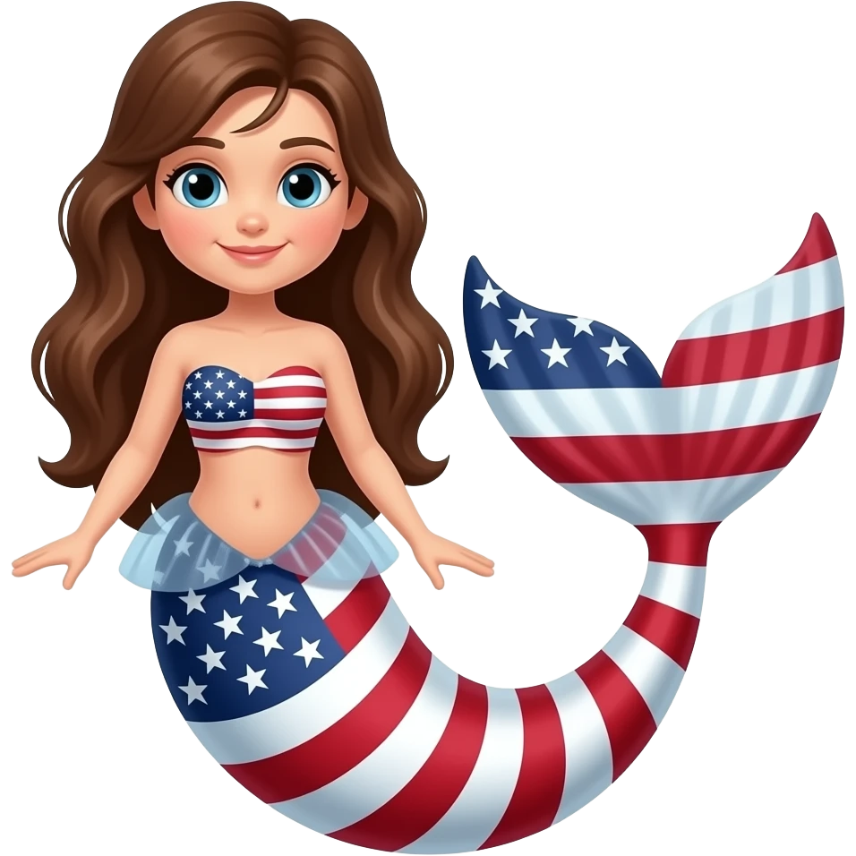American flag mermaid brown hair emoji