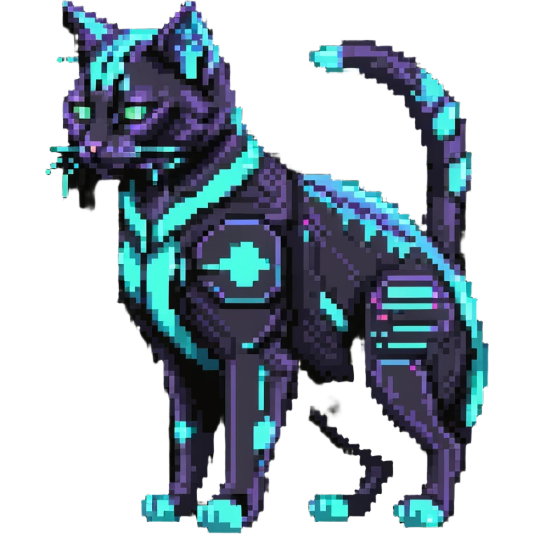 futuristic cybercat with glowing neon accents emoji