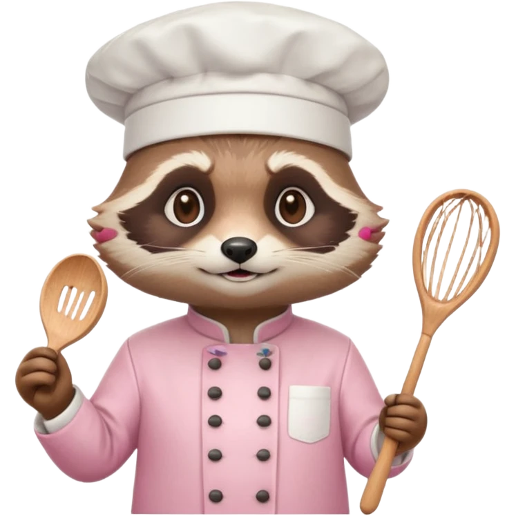 chef pink raccoon emoji