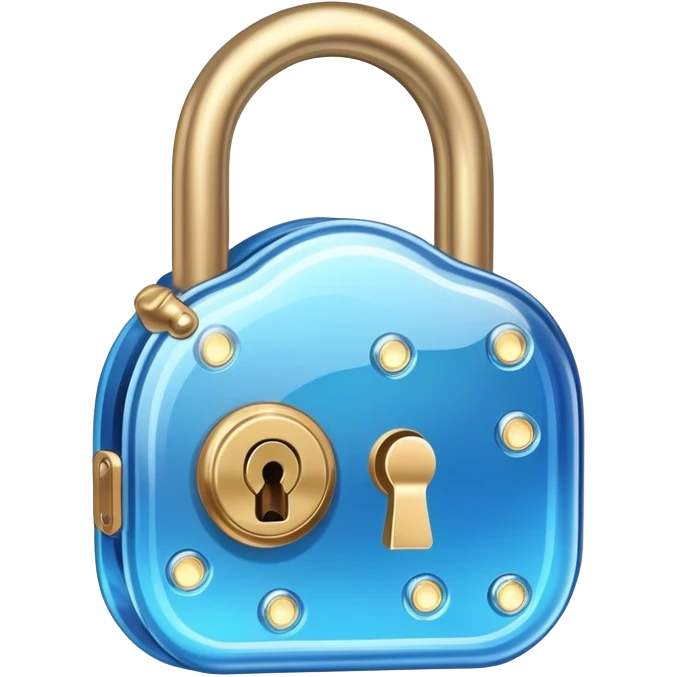 glassmorphic blue lock with gold lights emoji