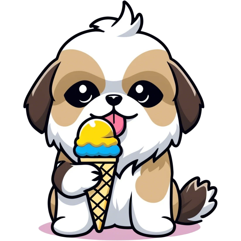 Shitzu eating ice cream emoji
