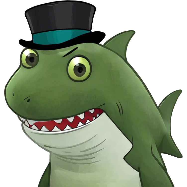 Shark with a top hat emoji