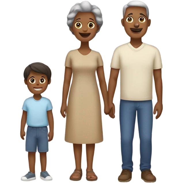 Family of 4, all brown skinned, one grandma, one dad, one mom and one boy child emoji