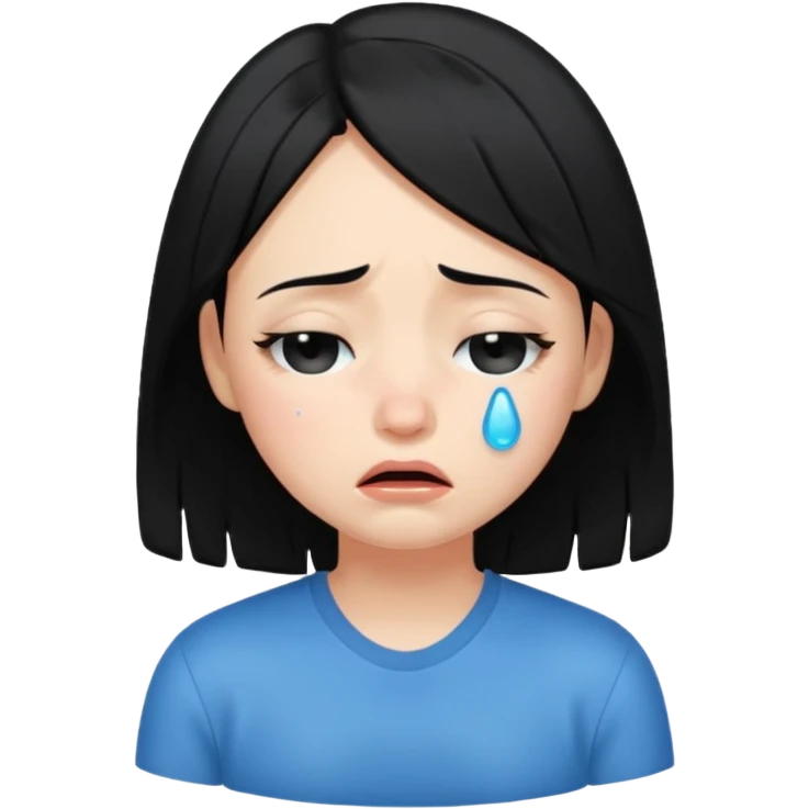 eye closed crying girl with black hair  emoji
