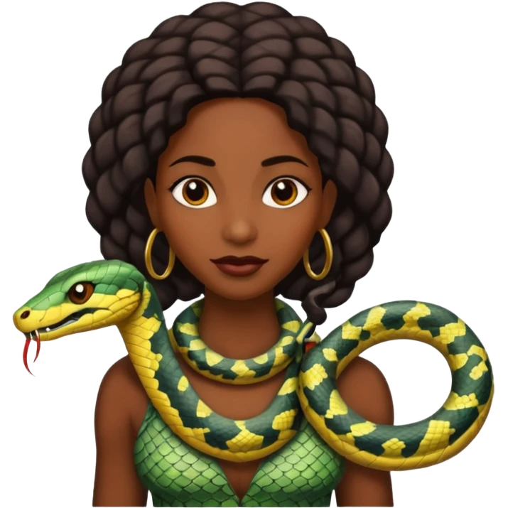 black woman with snake on shoulders emoji