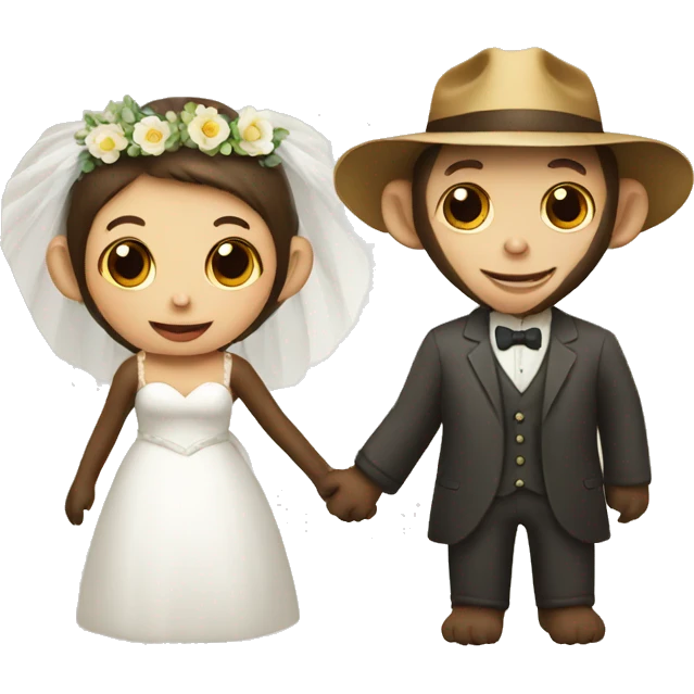 Monkey and a farmer getting married  emoji