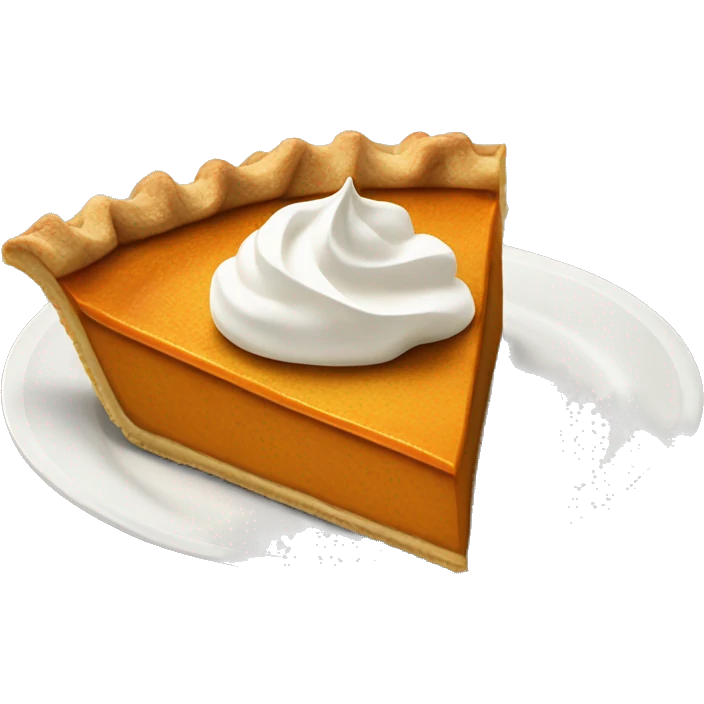 Pumpkin pie slice on plate with whipped cream emoji