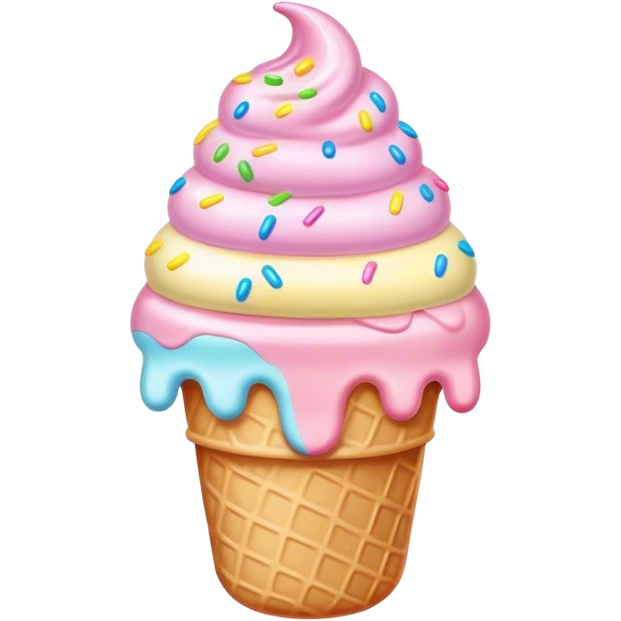 Melted kawaii pastel ice cream emoji