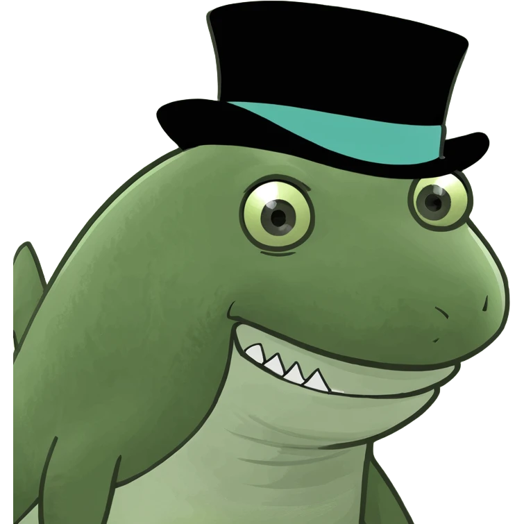 Shark with a top hat emoji