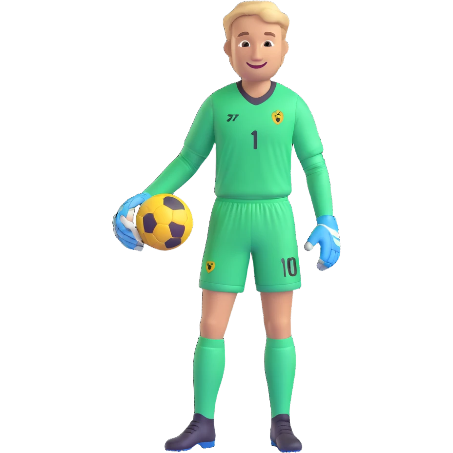 Edwin Van De Sar as an emoji, wearing a green goalkeeper kit, smiling emoji