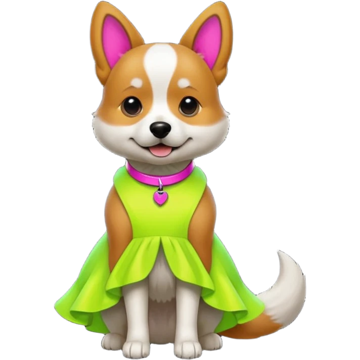 DOG wearring neon fashion dress emoji