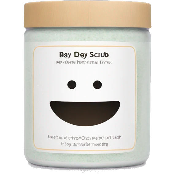 body scrub pot with label emoji