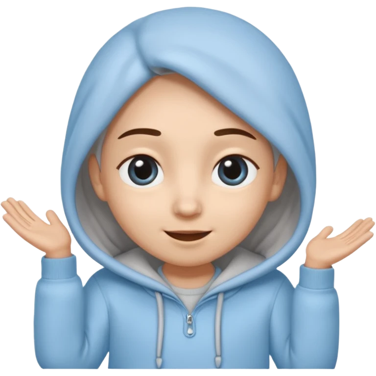 No head..it has 1 eye....stands upright ...wears clothing. is light grey and light blue..looks happy and cuddly... doesnt have a full head.... there is a appendage coming out of top of body with a single large eye emoji