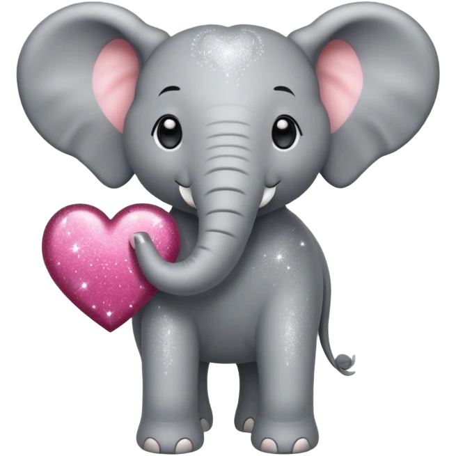 Elephant with glitter heart  emoji