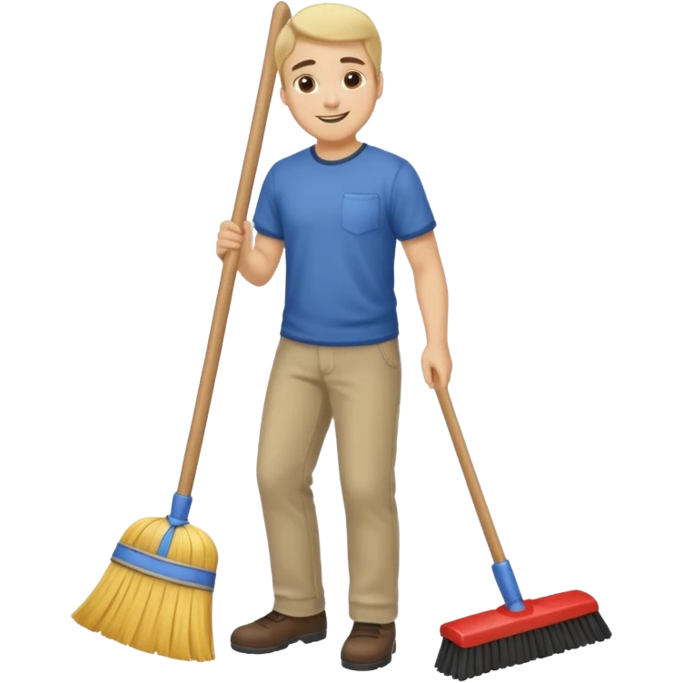ligth man sweeping the floor emoji