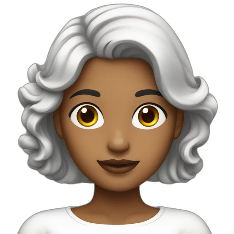 Mujer joven bianca con cabello negro con MacBook emoji