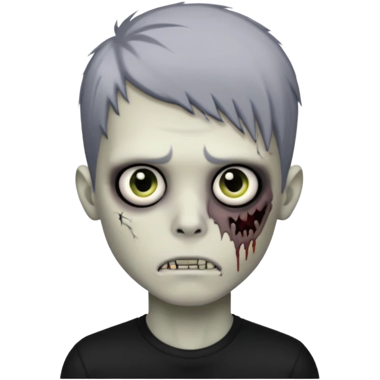zombie boy with emo hair and black shirt emoji