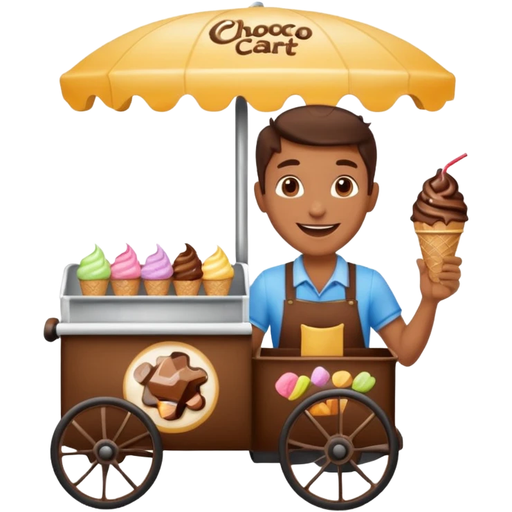 Vendor + choco cart,Ice Cream Vendor. emoji
