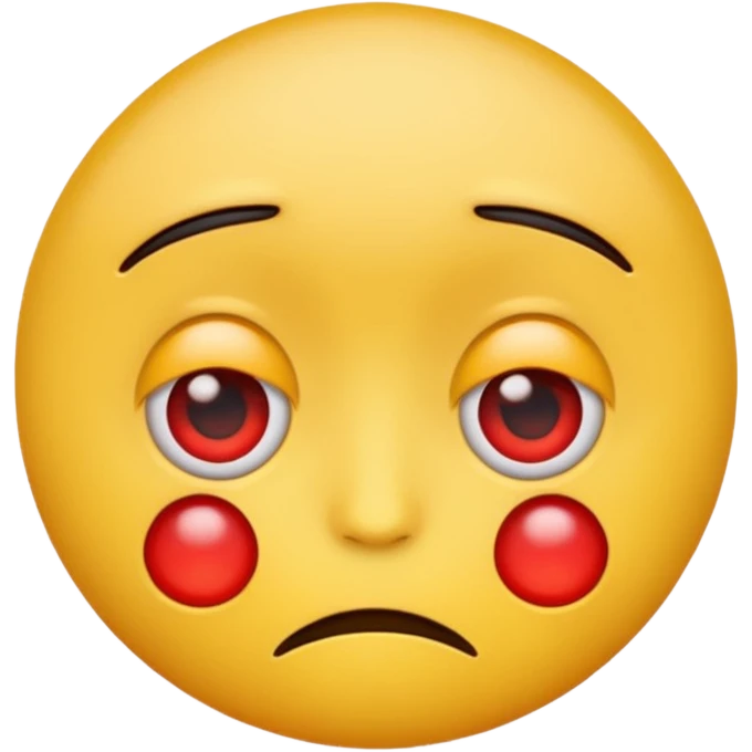 An emoji with red round eyes  with lyi tired face! emoji
