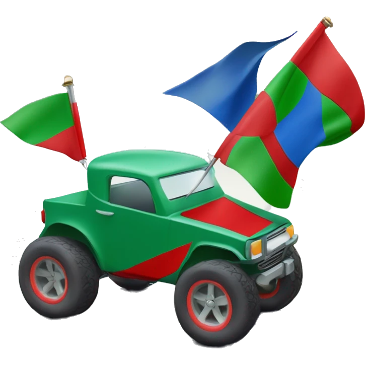 Bandera gitana azul verde y roja con rueda de carro roja en medio emoji