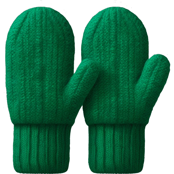 Dark green knitted mittens emoji