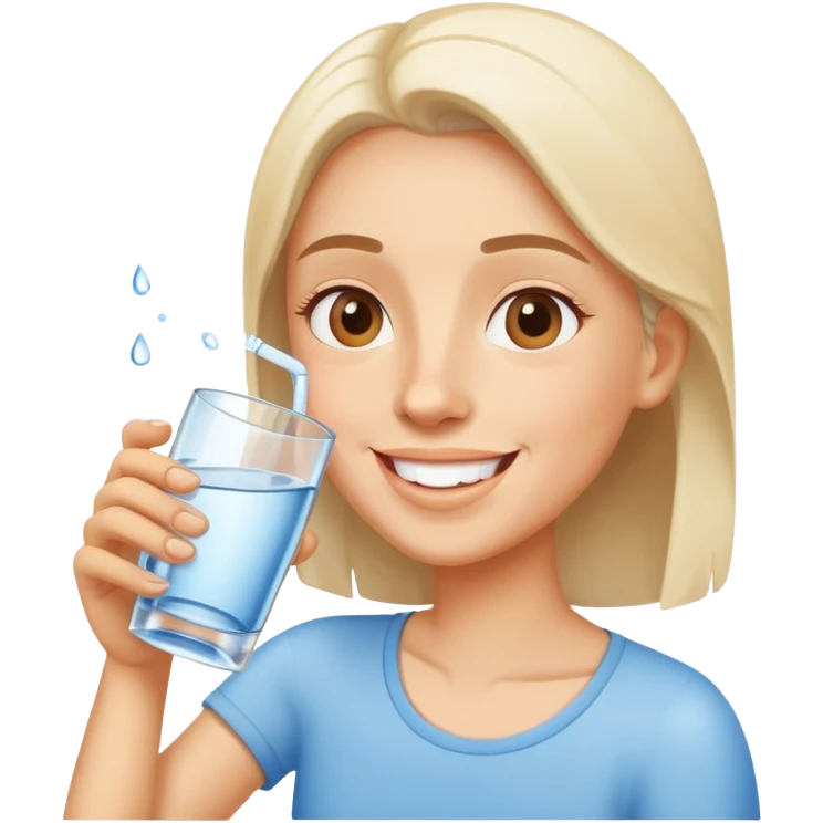 person drinking a glass of water, cheerful and healthy, simple and expressive emoji