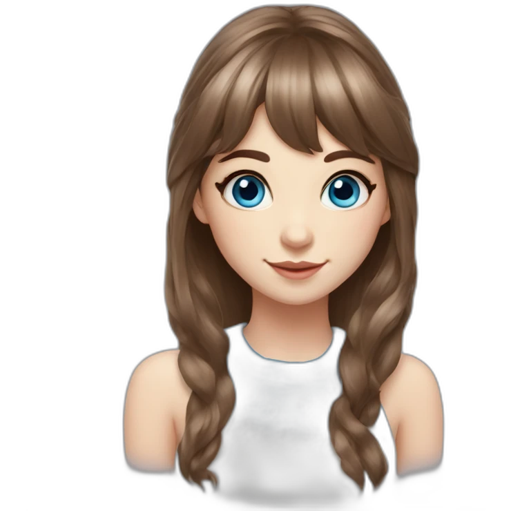 New Year's elf girl brown hair blue eyes beautiful nose bangs loose hair with long hair realistic realistic emoji