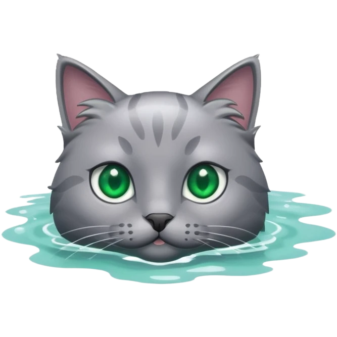 Grey cat swimming emoji