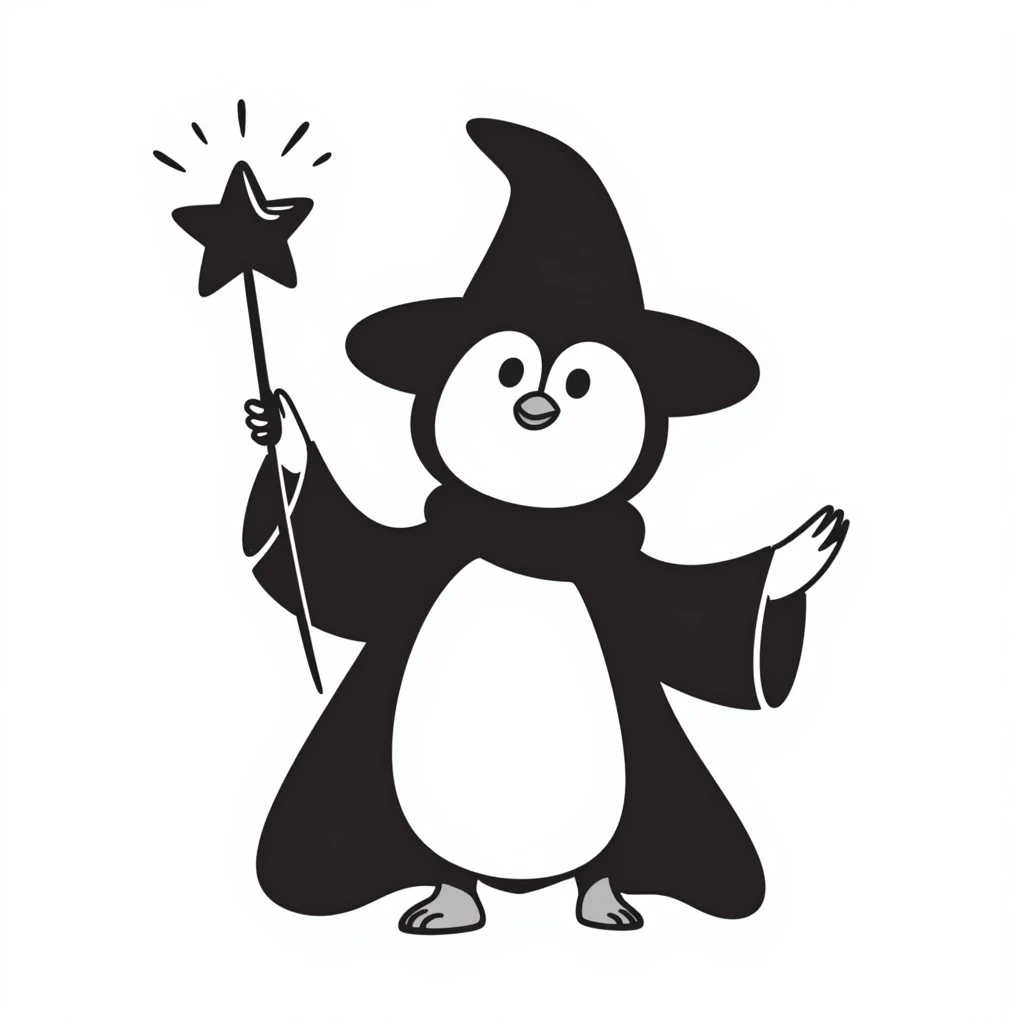 A cute penguin wizard emoji