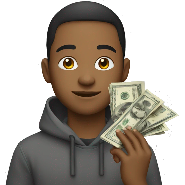 white and young person  with money emoji