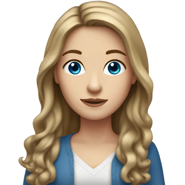 White woman. Long brunette hair. Blue eyes emoji