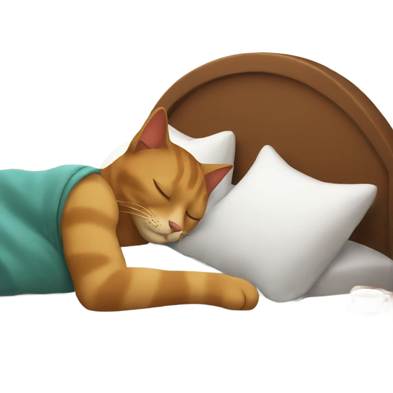 cat sleeping in bed with man emoji