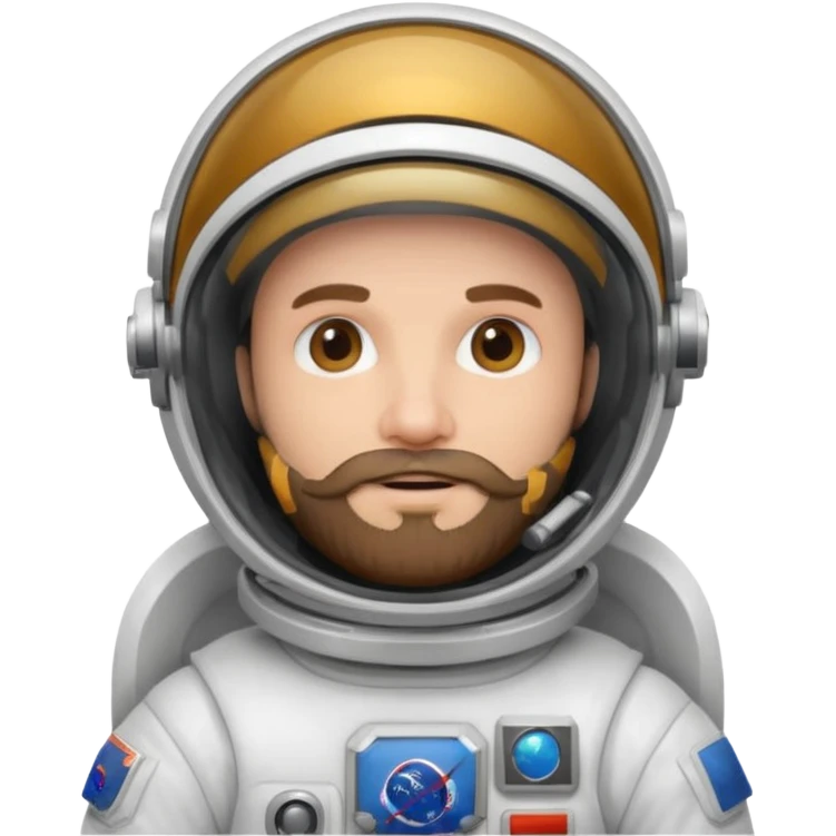 astronaut, white suit and helmet with beard emoji