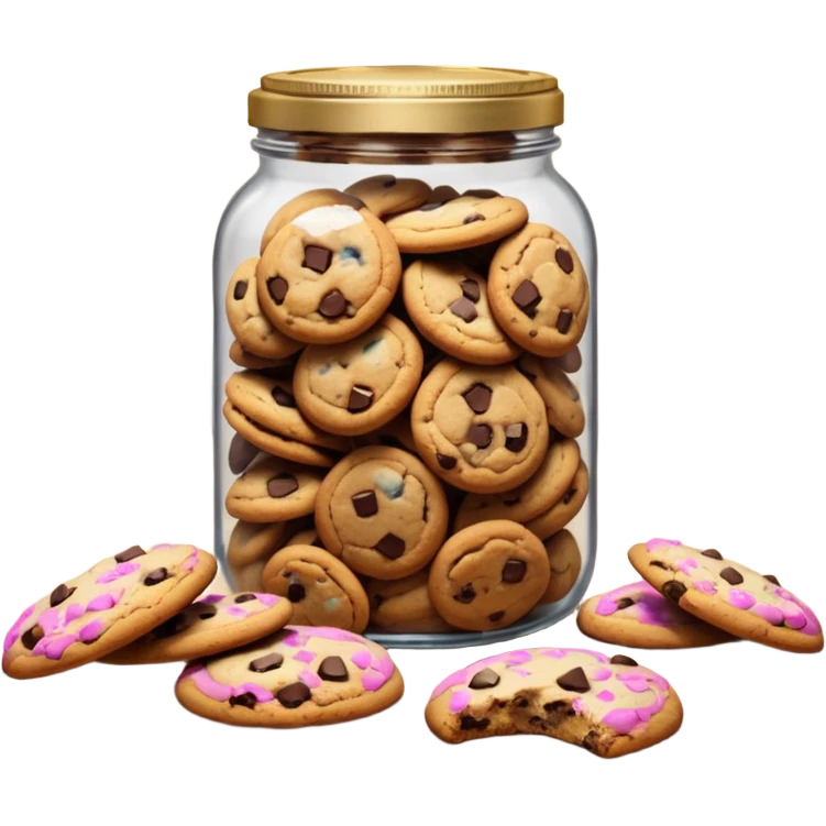 Open jar spilling cookies on counter emoji