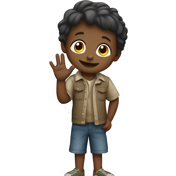 little boy salutes with two hands emoji
