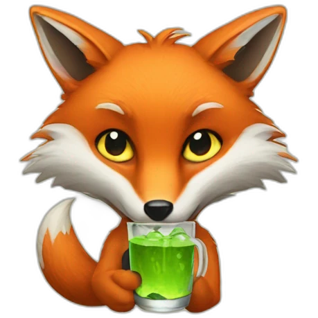 a fox drinking a monster emoji