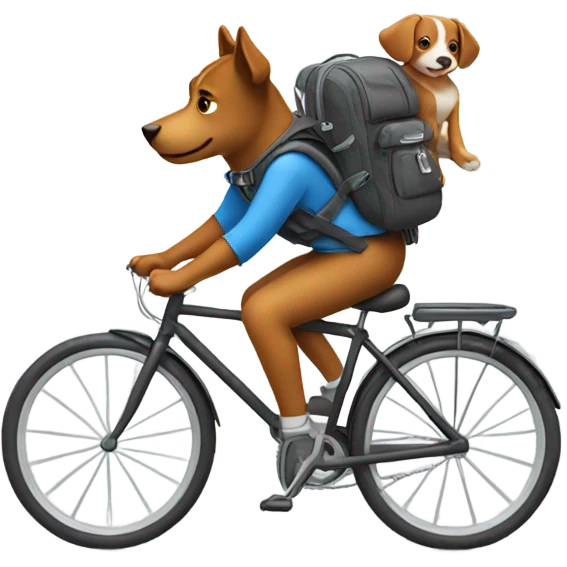 Person riding a bike with a dog in backpack  emoji