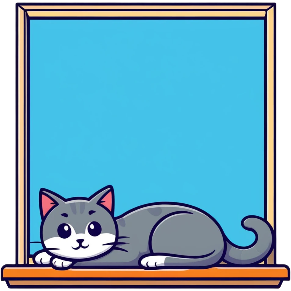 lofi cat lounging on a windowsill, city at night emoji