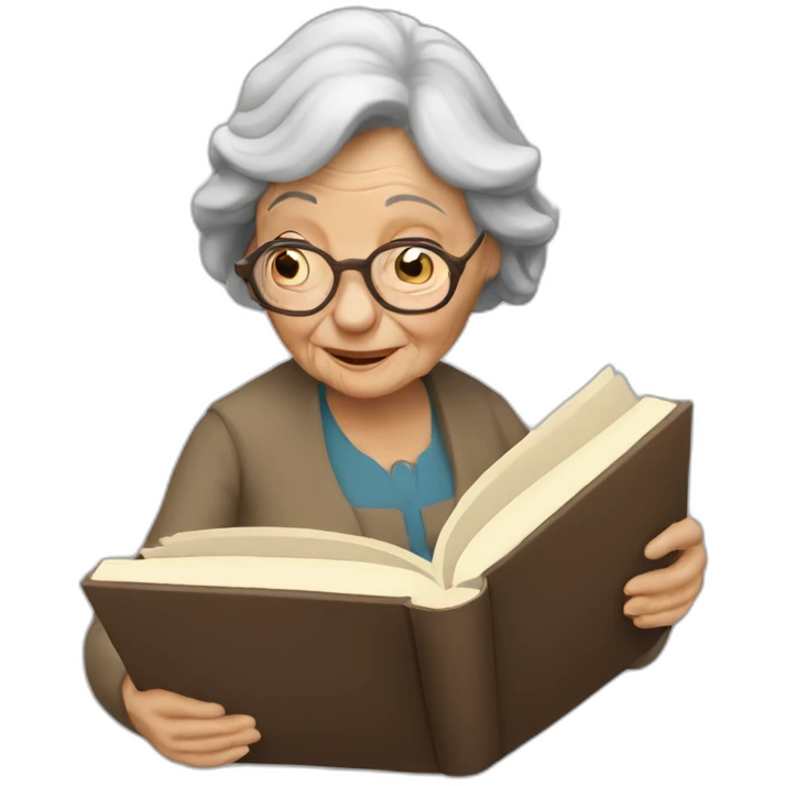 Old woman reading a book emoji