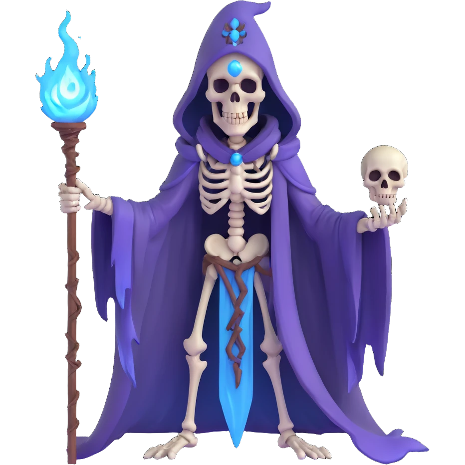 sinister skeletal lich mage with skull staff and dark magical aura emoji