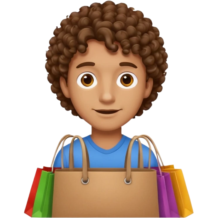 man with curly hair shopping emoji